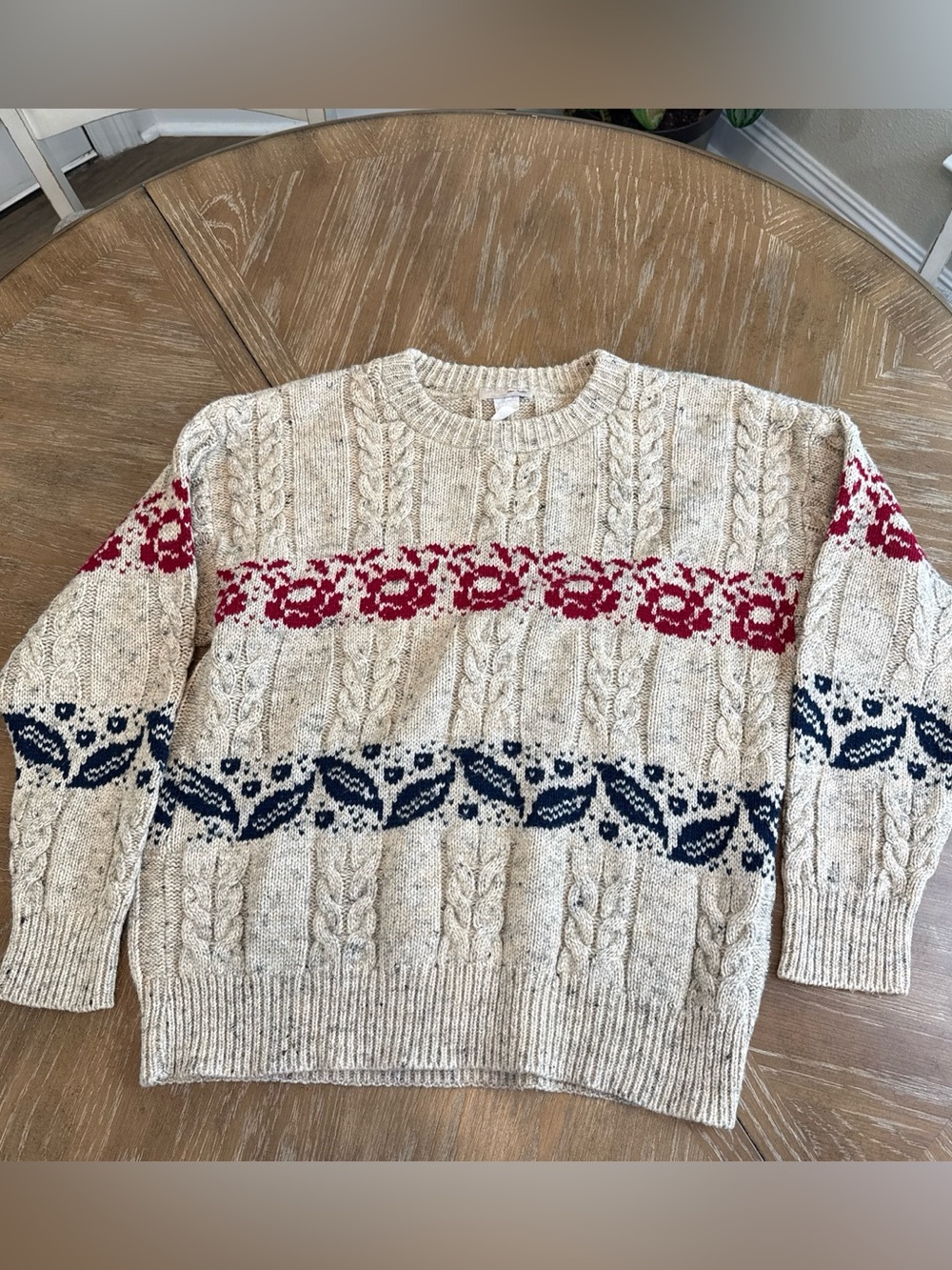 Vintage French Navy Cable-Knit Sweater